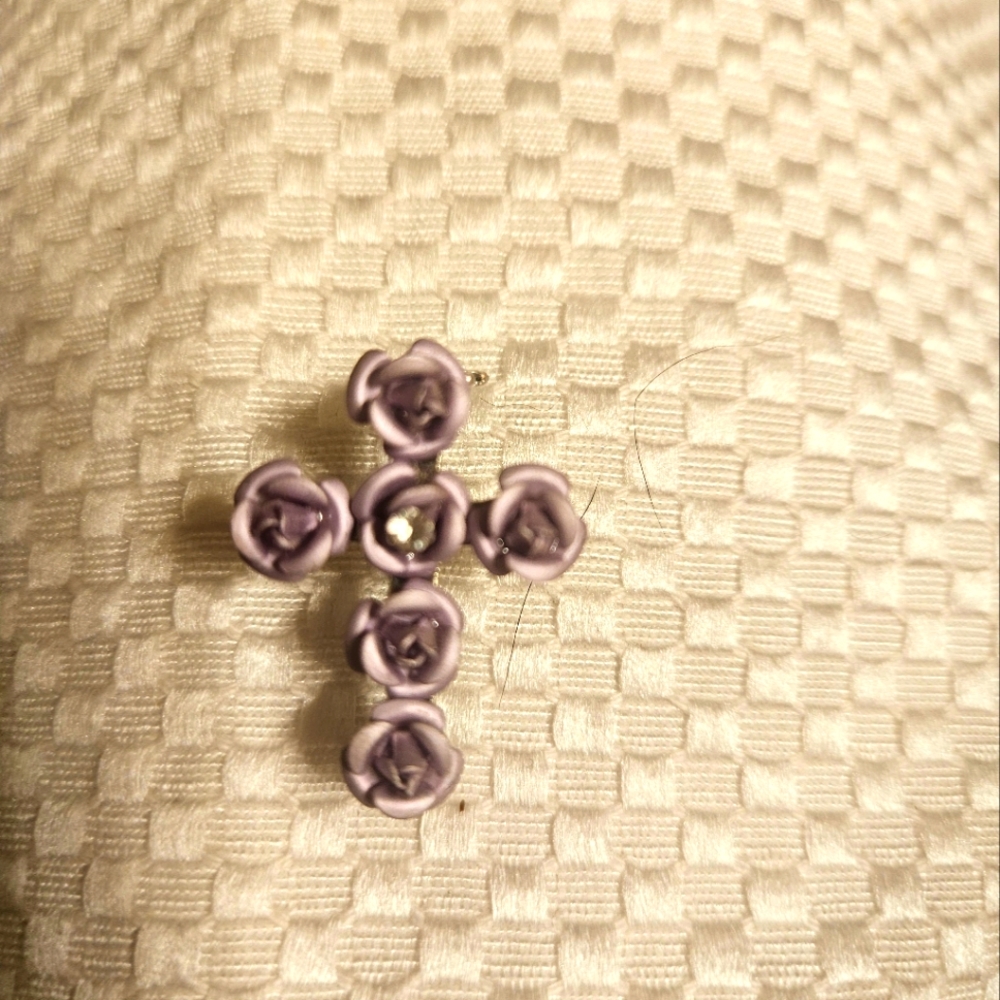 Purple rose cross pin